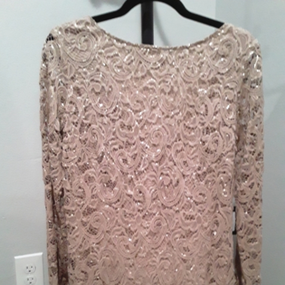 Nordstrom Marina Dress Taupe Lace Sequin - Picture 3 of 6